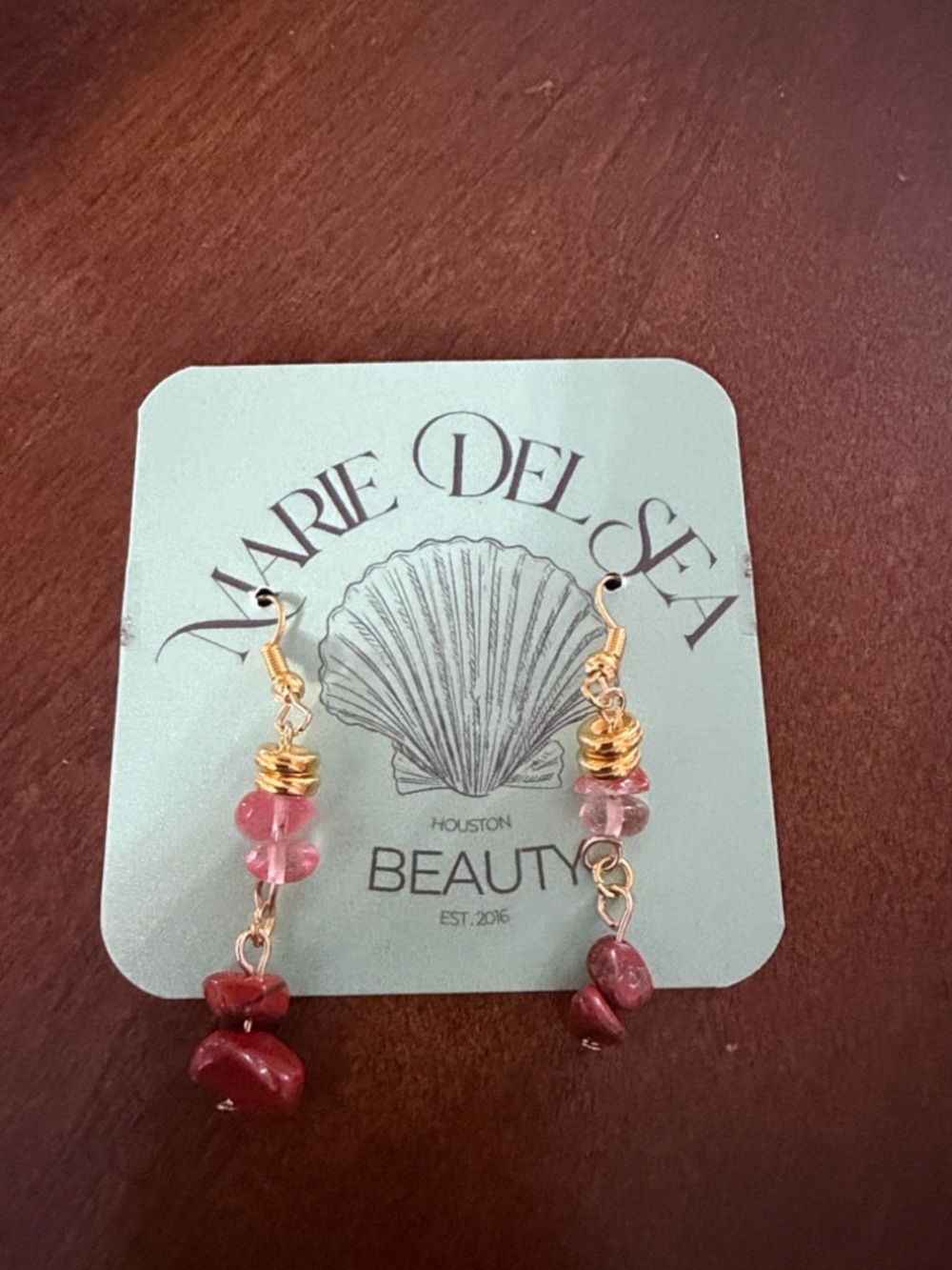 Gold & Pink Dangle Earrings